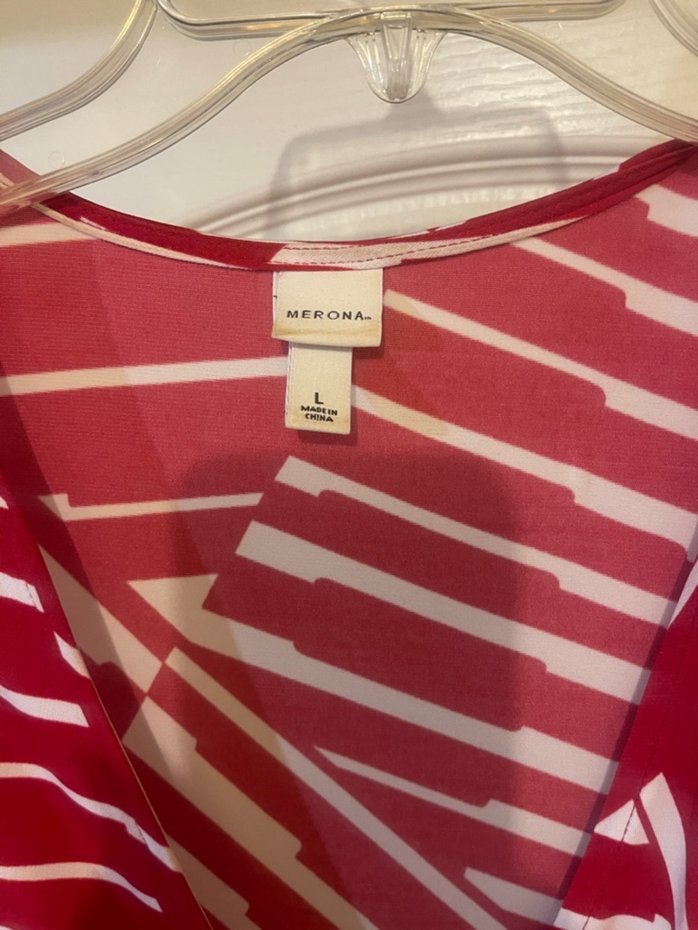 Merona Red and White Geometric Wrap-Style Midi Dress - Picture 3 of 4